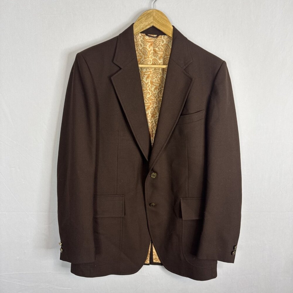 Vintage 1970s Henry by Tip Top Brown Blazer Men’s 38‎ Paisley Lined Jacket Disco